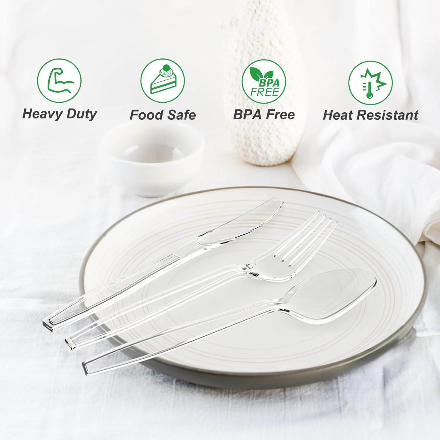Extra Heavy Duty Clear Plastic Cutlery Set