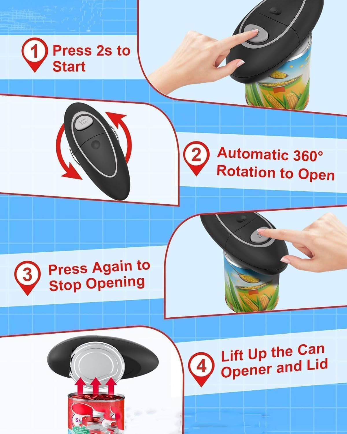 One Touch Automatic Electric Can Opener