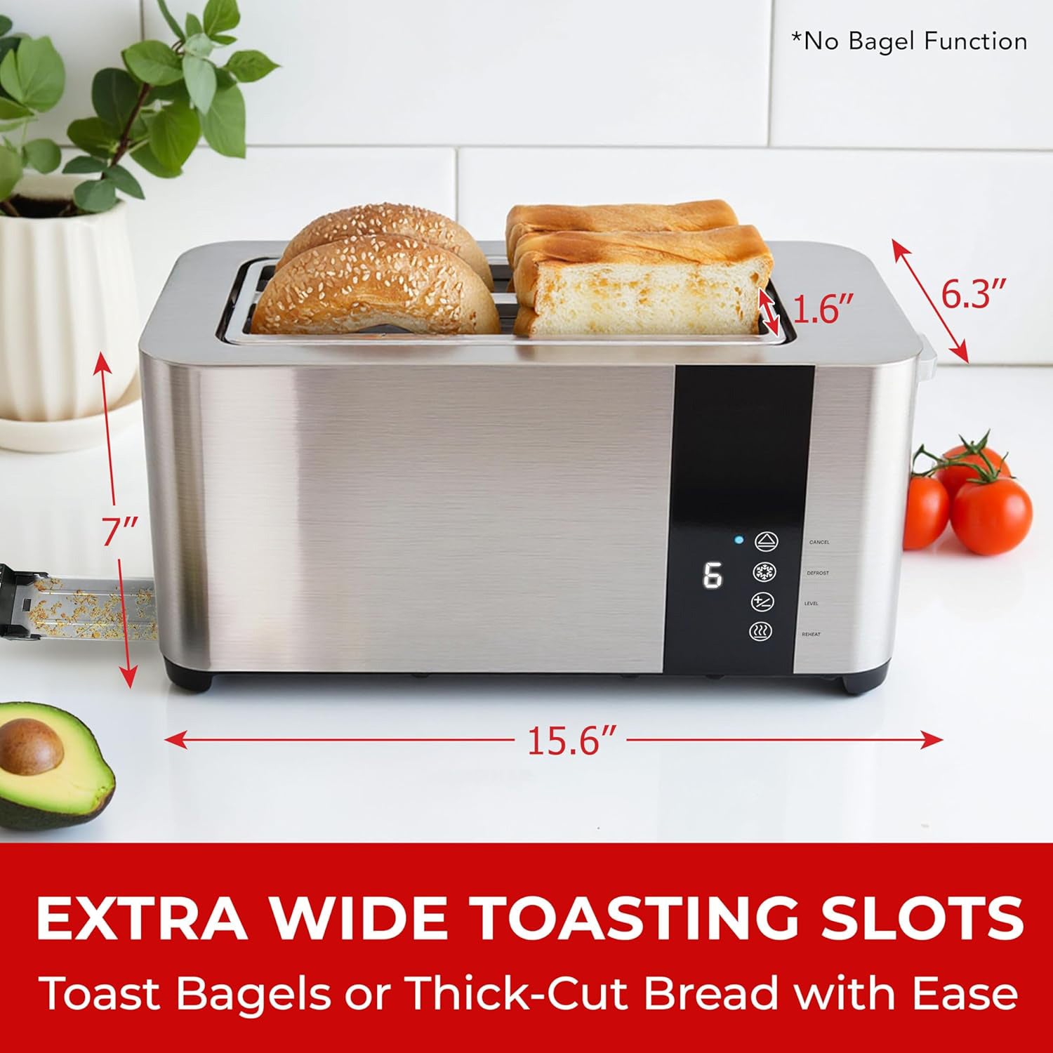 Stainless Steel Four Slice Bread Toaster